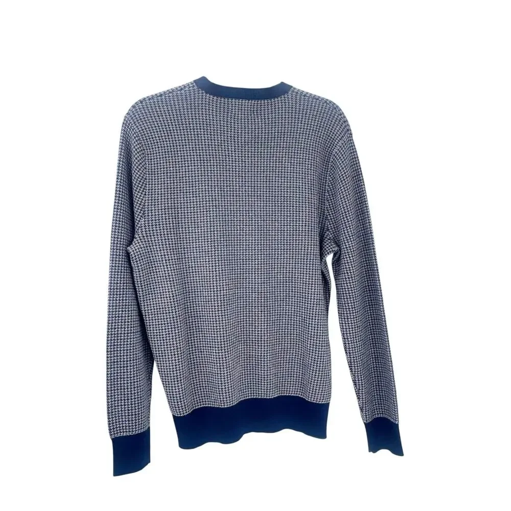 J. Crew Houndstooth Crewneck Sweater Heather Graphite Navy Gray Size S NWT